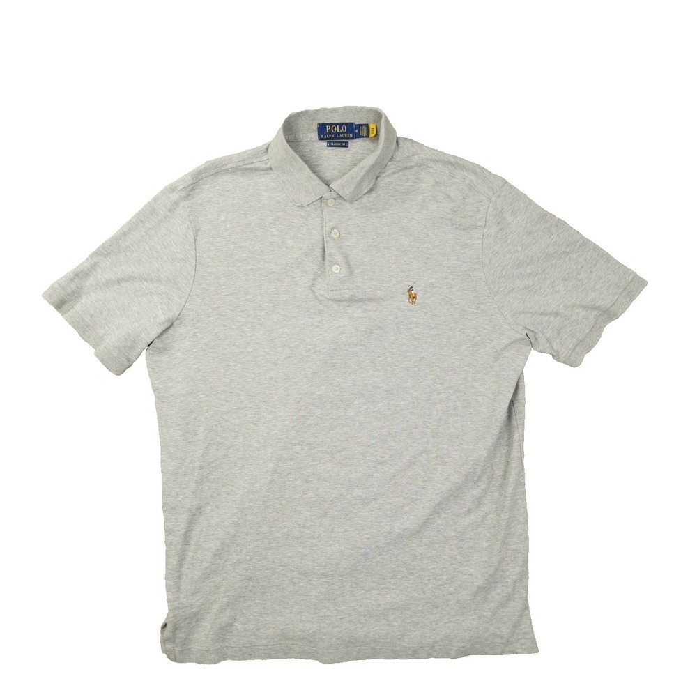 Polo Ralph Lauren Classic Fit Polo Shirt Men's Medium Grey Preppy Short Sleeve